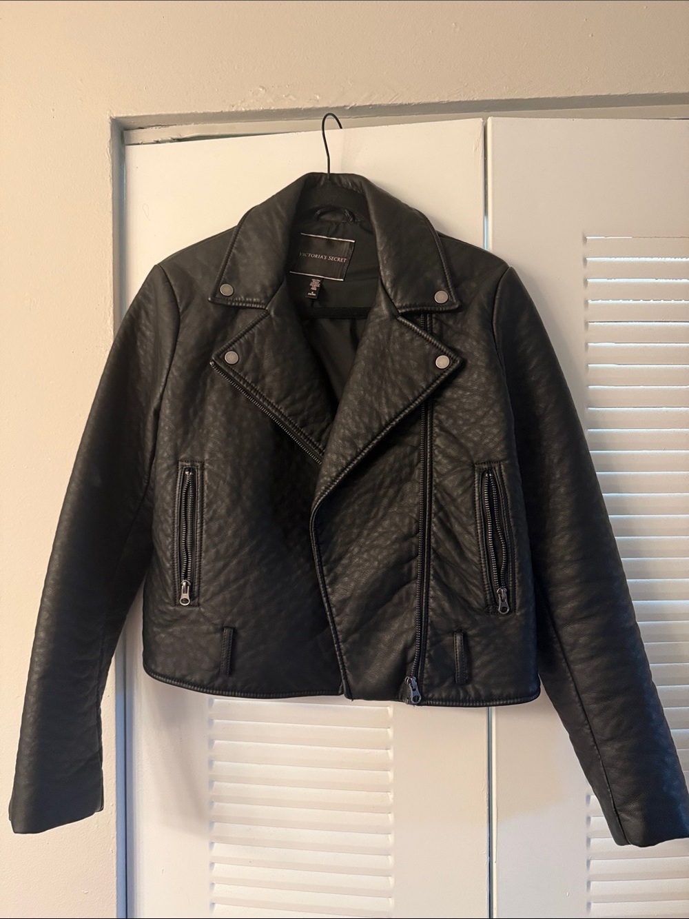 Victoria's Secret Black Faux Leather Biker Jacket